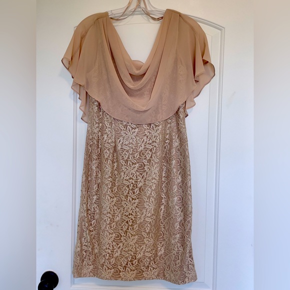 Formal dress with attached swag scarf.. - Picture 1 of 7